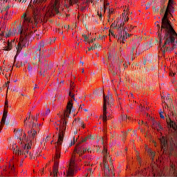 Vintage TESS Abstract Print Blouse 80s Colorful Long Sleeve Button Back Top Sz 8 - Picture 11 of 12